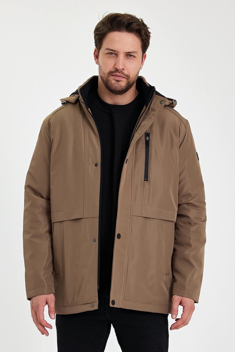 Sivaist Brown Thick Fur Lined Detachable Hooded Windproof and Waterproof Jacket&Coat  - Image 4