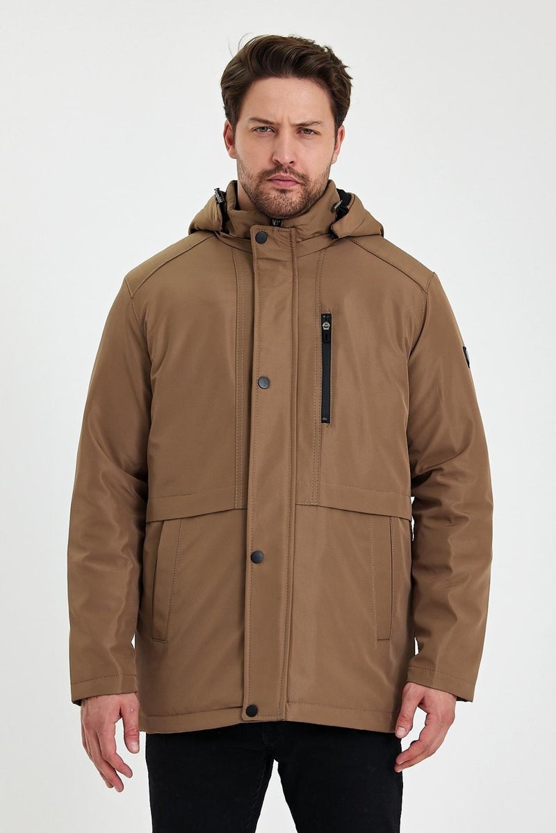 Sivaist Brown Thick Fur Lined Detachable Hooded Windproof and Waterproof Jacket&Coat  - Image 1