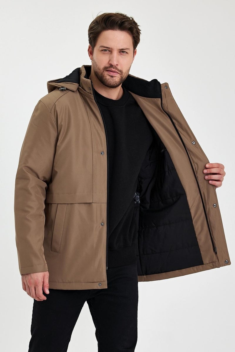 Sivaist Brown Thick Fur Lined Detachable Hooded Windproof and Waterproof Jacket&Coat  - Image 3