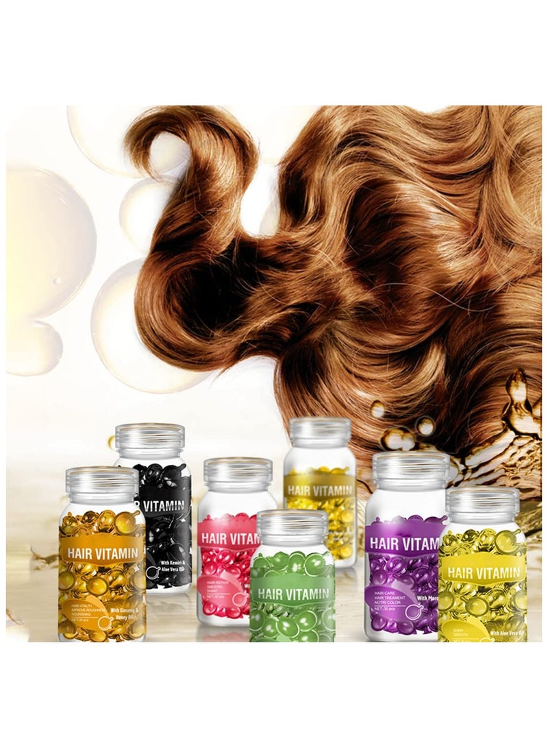 SYOSI Hair Vitamin Serum Capsule 30 PCS, Argan Macadamia Oil, Complex Oil for Smooth Silky Hair Mask Repair on Hair Oil, Silky Hair Growth and Repair for Dry and Frizzy Hair (Green)  - Image 5