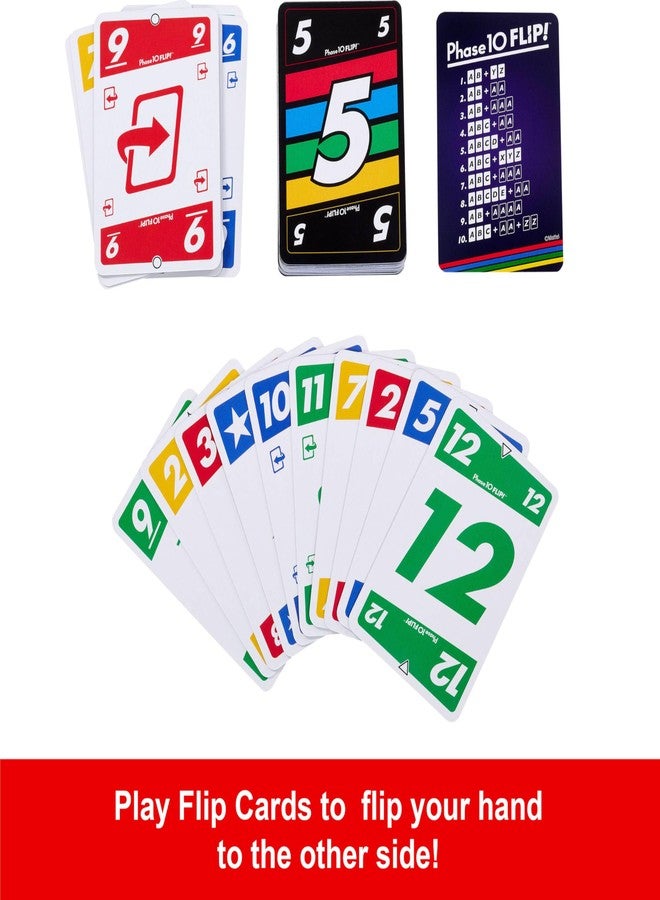 Mattel Games Phase 10 Flip Card Game, Family Card Game with Double-Sided Cards, Includes Special Color-Based Phases for 2-6 Players - Image 4