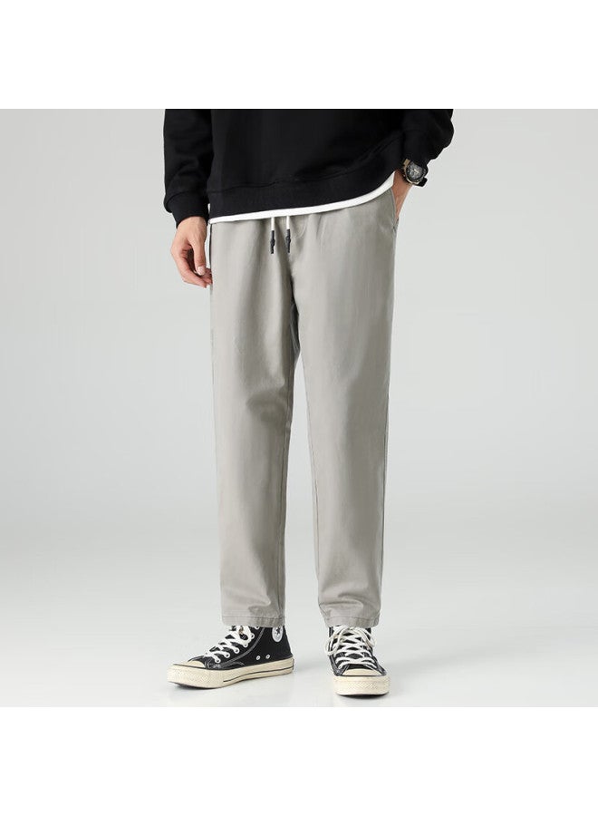 Dingfengbaoluo Casual Pants, Straight-leg Cropped Trousers, Autumn And Winter Trendy Brand, Loose-fitting Solid Color Men's Pants, 9904 Khaki Gray, Size L - Image 5