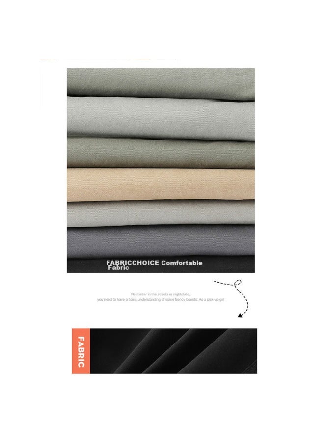 Dingfengbaoluo Casual Pants, Straight-leg Cropped Trousers, Autumn And Winter Trendy Brand, Loose-fitting Solid Color Men's Pants, 9904 Khaki Gray, Size L - Image 2