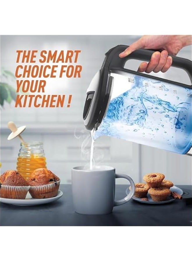 Beauenty 1500W Stainless Steel Electric Kettle, 2.5L Hot Water Kettle with Indicator Light, Auto Shut-Off and Boil-Dry Protection, Touch Safety Handle, 360° Swivel Base - Image 3