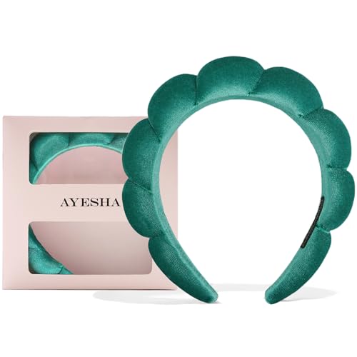 Ayesha Soft Velvet Headband for Women and Girls, Wrap Hairband for Washing Face, Shower, Makeup, Skincare, 1 Count (Pack of 1), Green - Image 1