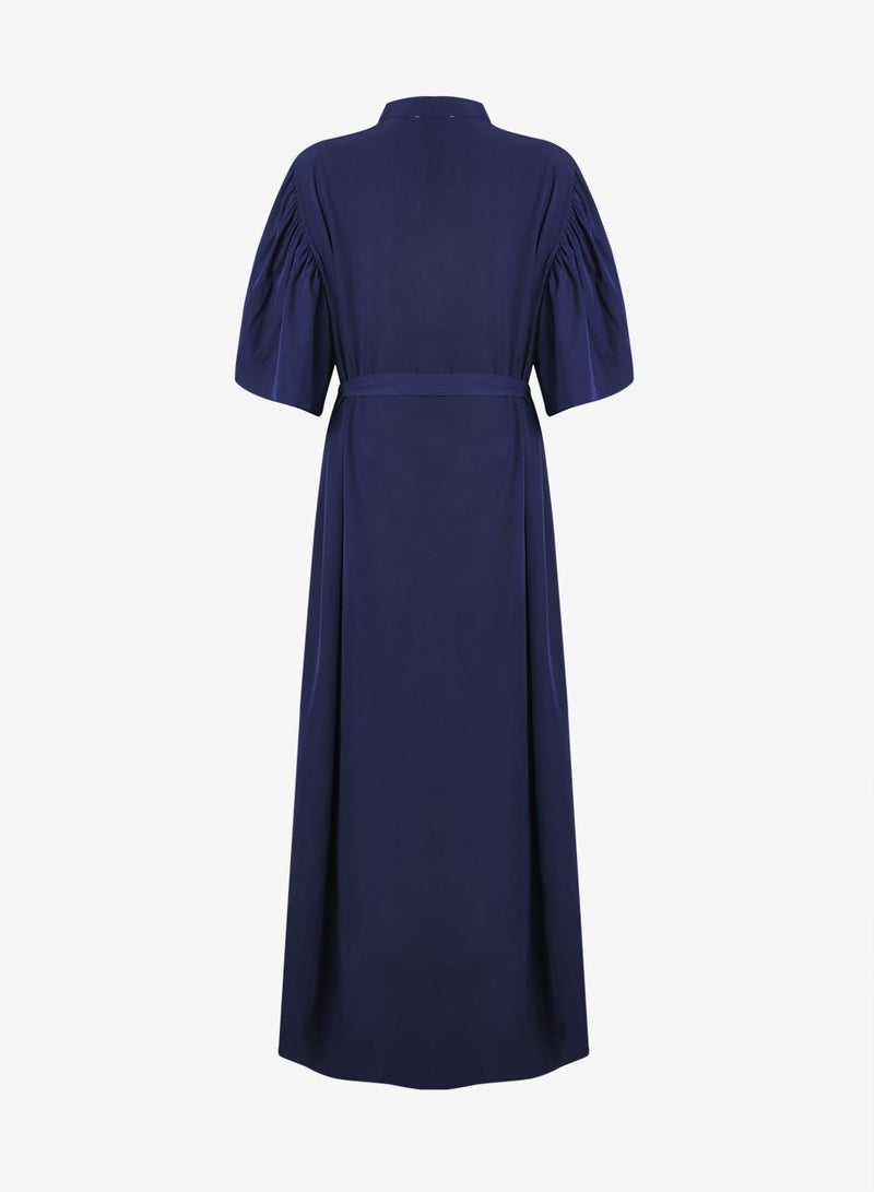 Ginger Plus Flounce Sleeve Button Up A Line Dress - Image 3