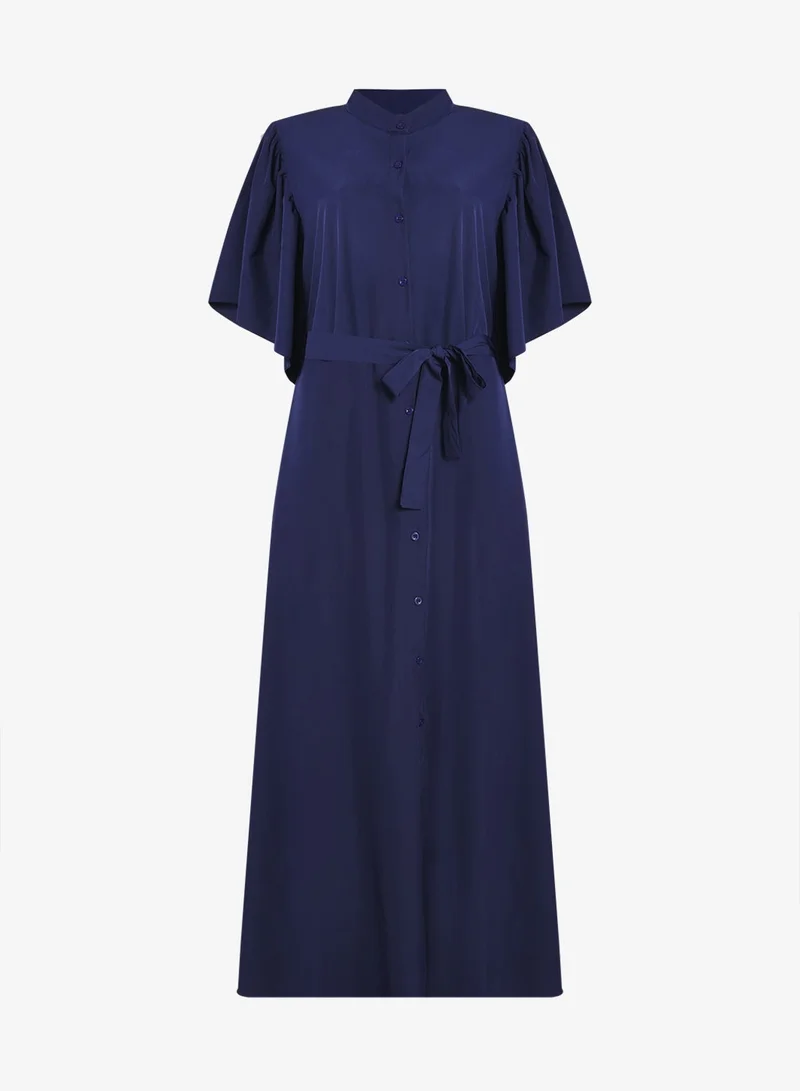 جينجر بلس فستان - بأزرار وأكمام مكشكشة