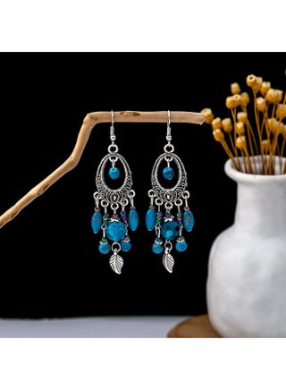 European And American Bohemian Blue Turquoise National Style Earrings Imitation Miao Silver Metal Vintage Tassel - pzsku/Z7F53812B470E0D1F136FZ/45/1746201240/be6a2f3f-2179-4b84-943d-a3c728fdb512