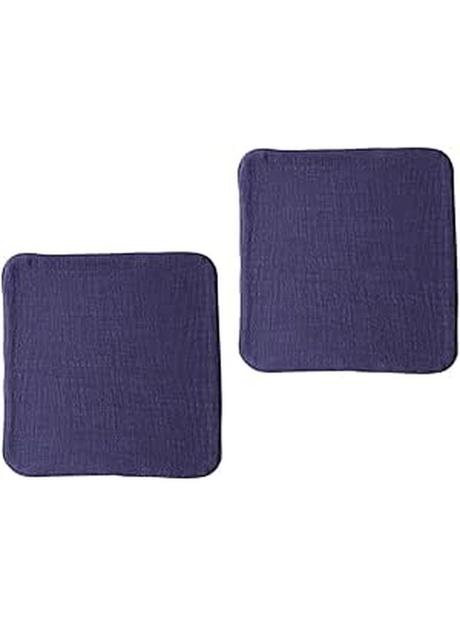 Thick Absorbent Cotton Linen Dish Towels Multipurpose Kitchen Cleaning 2pcs Blue - Image 1