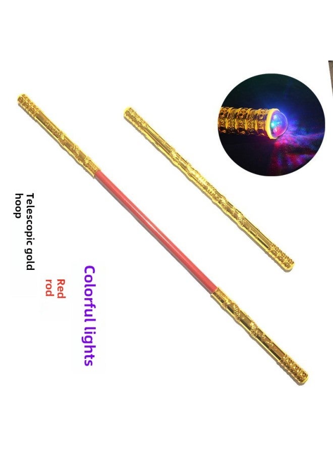 Travel Toys Children's Toys Monkey King Stainless Steel Ruyi Golden Hoop Stick Stall Toys-Color:Telescopic Luminous Gold Hoop [red]]  - Image 1