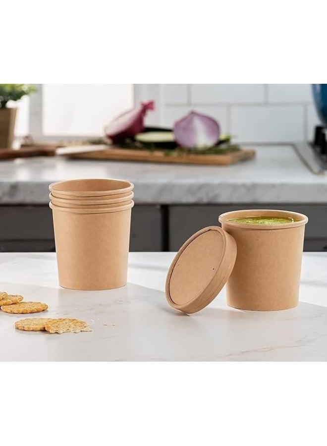 Khaleej Pack 10 قطع 26 أونصة أطباق حساء كرافت مع أغطية، أكواب آيس كريم مع أغطية كرافت، أكواب طعام قابلة للتصرف رائعة للمطاعم، أكواب للوجبات الجاهزة حاويات غداء للسفر - Image 4