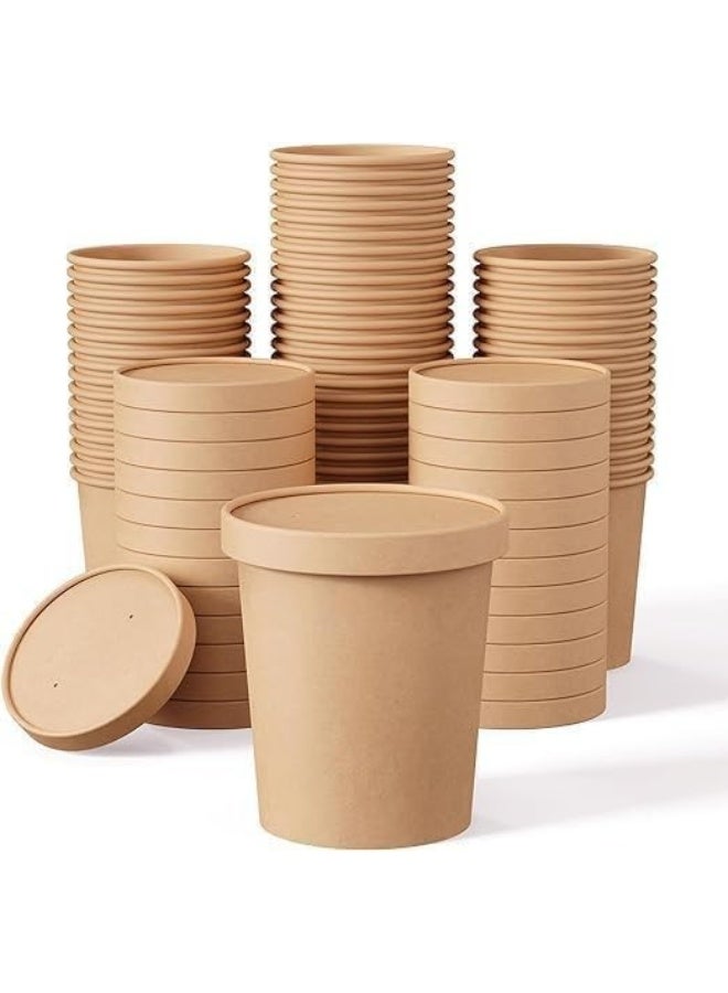 Khaleej Pack 10 قطع 26 أونصة أطباق حساء كرافت مع أغطية، أكواب آيس كريم مع أغطية كرافت، أكواب طعام قابلة للتصرف رائعة للمطاعم، أكواب للوجبات الجاهزة حاويات غداء للسفر - Image 1