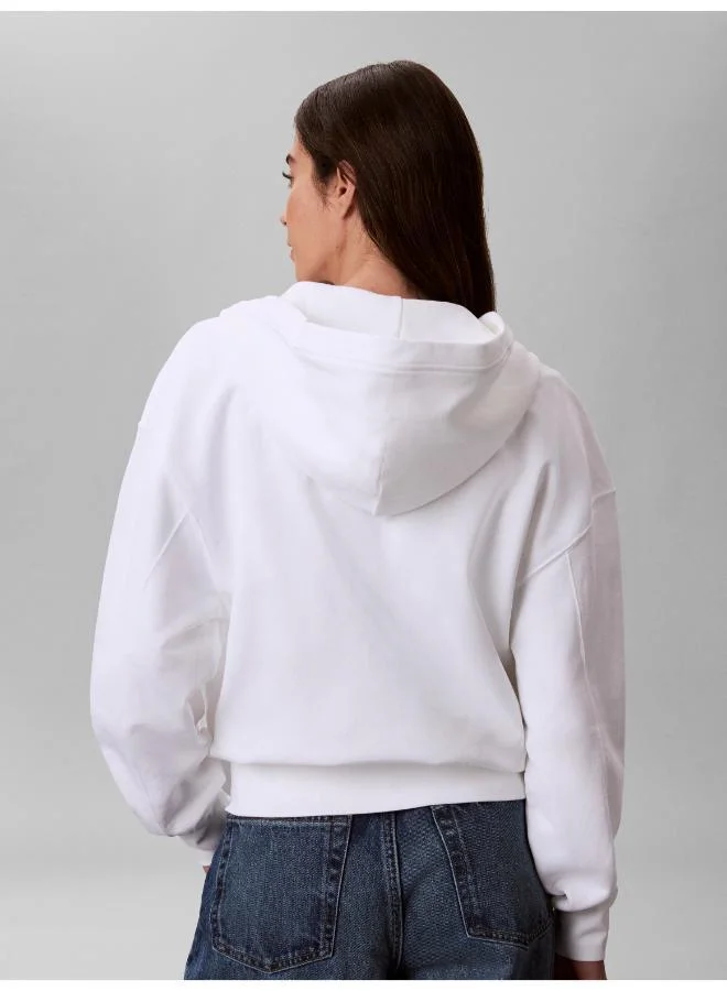 Calvin Klein Logo Embroidery Zip-Through Hoodie