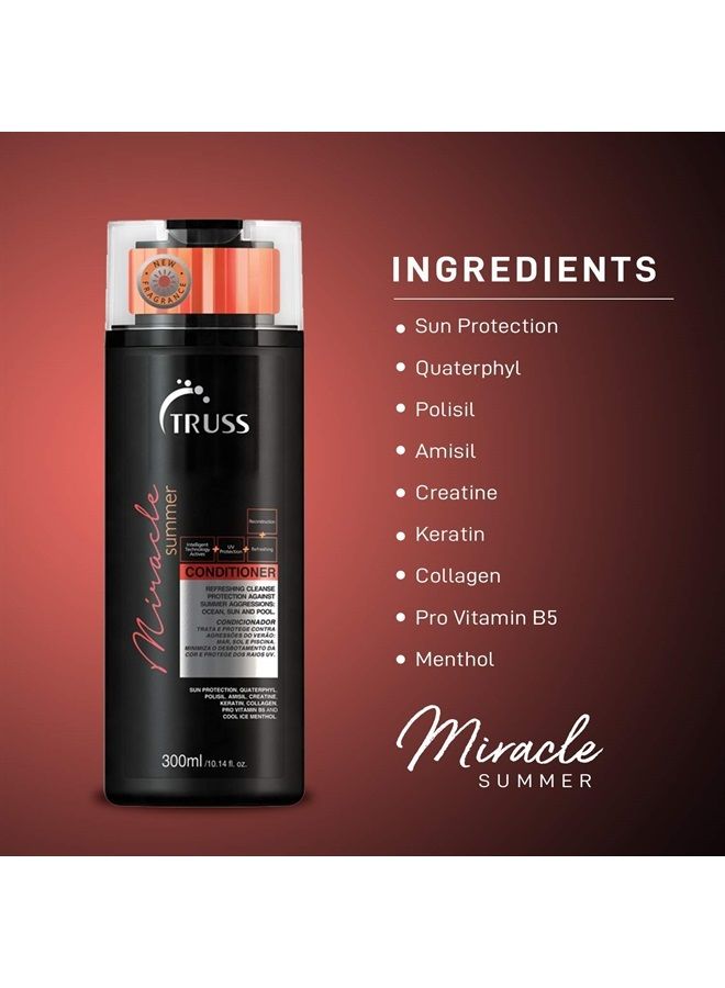 Truss Miracle Summer Conditioner - Moisturizing Conditioner, Protects Hair From Sun, UV, Ocean & Pool Water, Adds Shine, Prevents Color Fading - All Hair Types (10.14oz) - Image 5