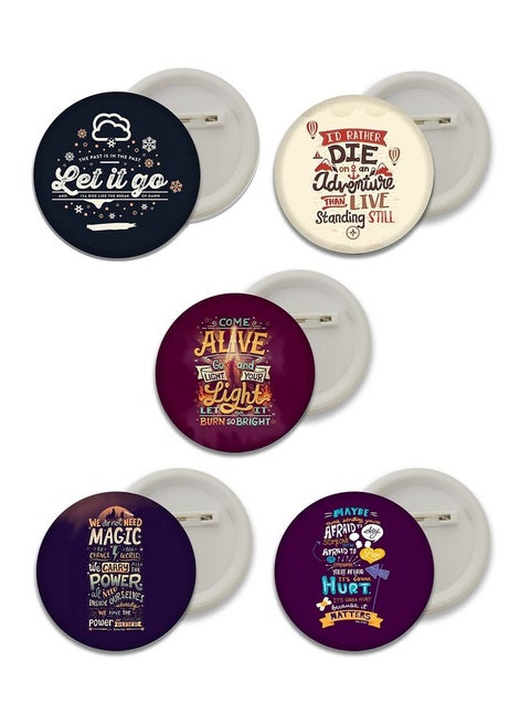 D2C Round Plastic Button Badges of Printed Inspirational | Motivational Quotes (Pack of 5)