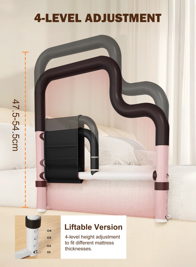 درابزين سرير قابل للتعديل الارتفاع مع مقبض أمان، قضيب إمساك بجانب السرير لكبار السن، والنساء الحوامل، والمعاقين، وواقي درابزين سرير للبالغين لمنع السقوط - أسود - Image 4