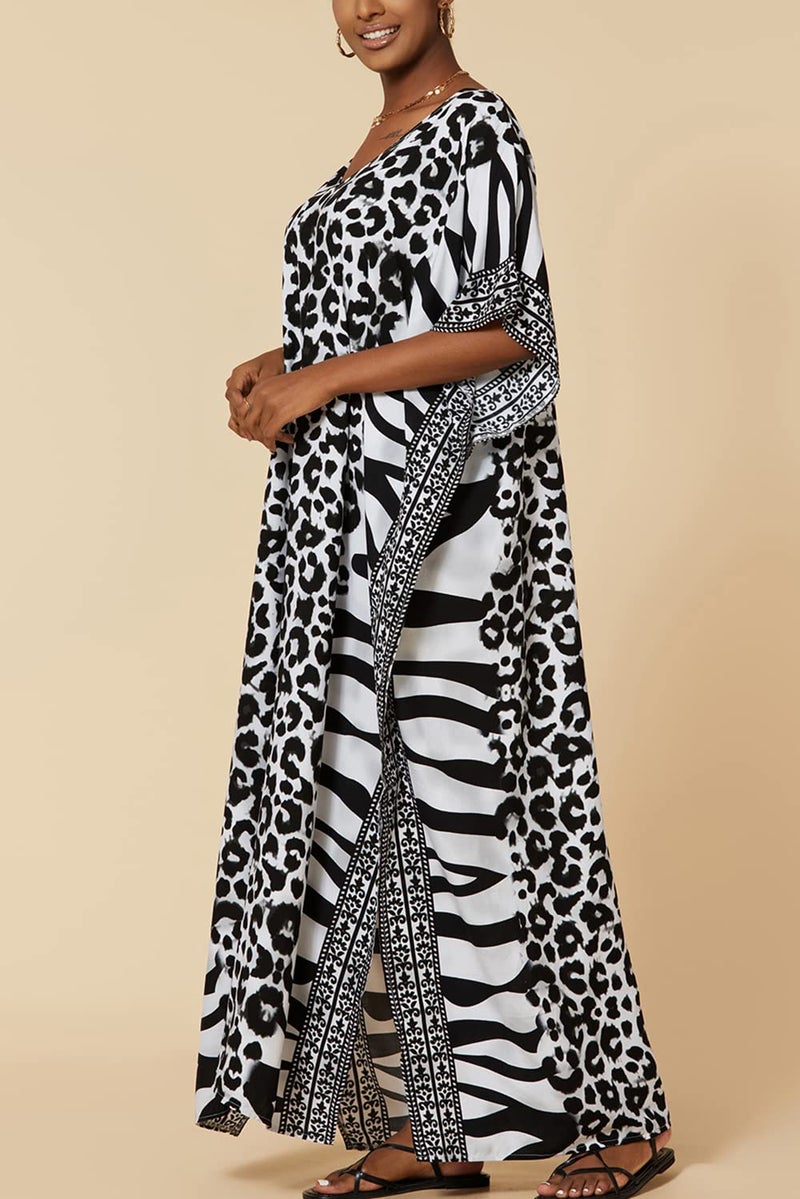 YouKD Women's Summer Kaftan Maxi Bohemian Robes Beach Coverup Dress Long Kimono One Size Gown - Image 4