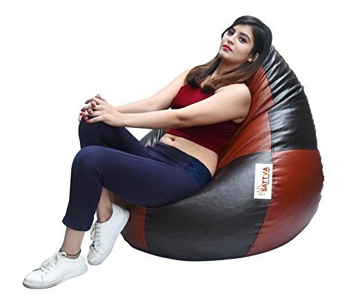 SATTVA Classy.Elegant.Stylish Sattva Classic Bean Bag Cover Without Beans XXXL Size Brown Tan Check  - Image 4