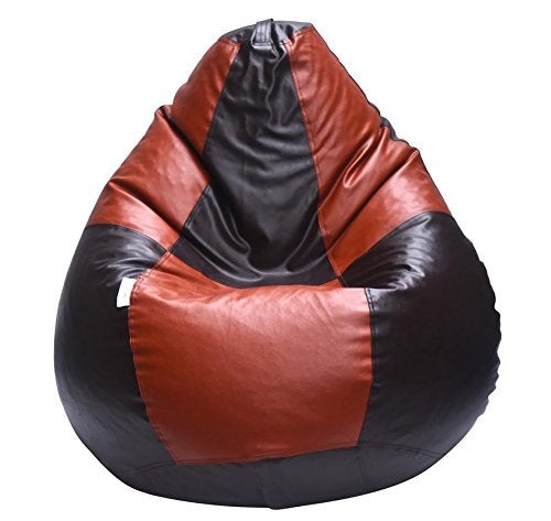 SATTVA Classy.Elegant.Stylish Sattva Classic Bean Bag Cover Without Beans XXXL Size Brown Tan Check  - Image 1