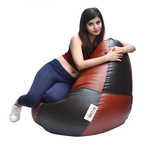 SATTVA Classy.Elegant.Stylish Sattva Classic Bean Bag Cover Without Beans XXXL Size Brown Tan Check  - Image 5