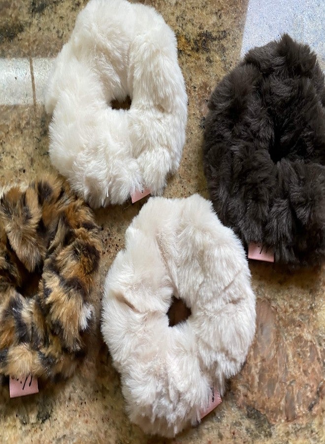 Mia Beauty Furry Scrunchie | Ponytail Holder Hair Accessory Animal-friendly | for Women, Teens, Girls | Winter White Cream - Image 2