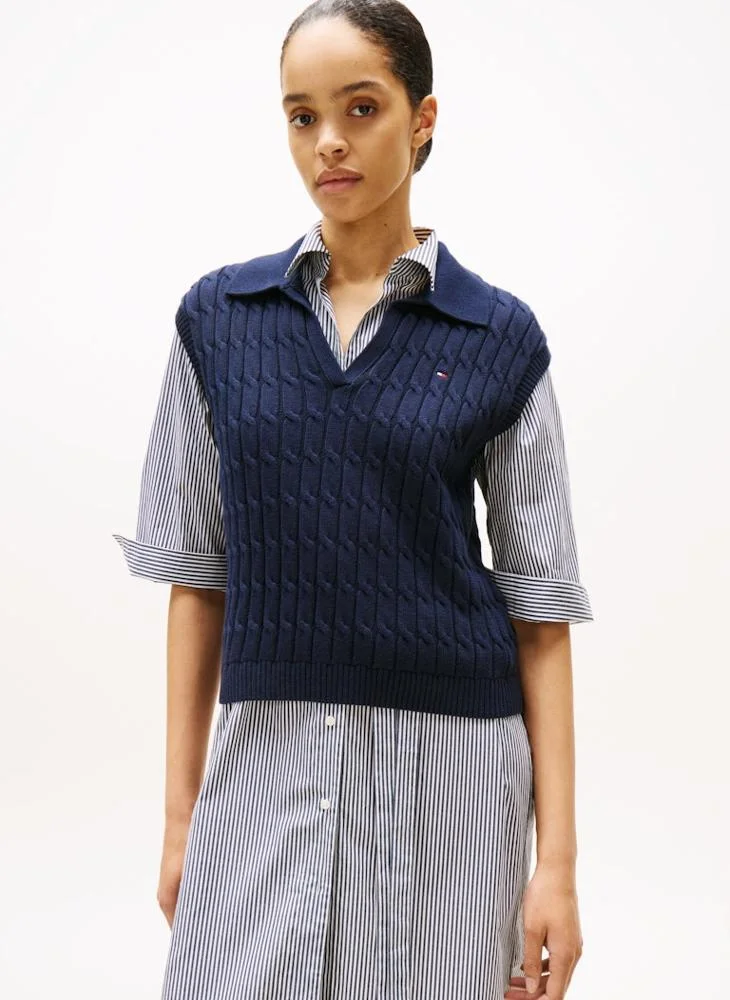 TOMMY HILFIGER CO CABLE MID GG OPEN POLO VEST