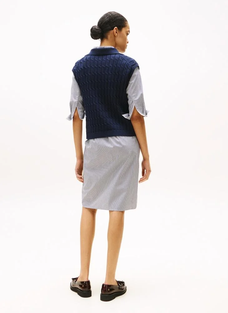 TOMMY HILFIGER CO CABLE MID GG OPEN POLO VEST