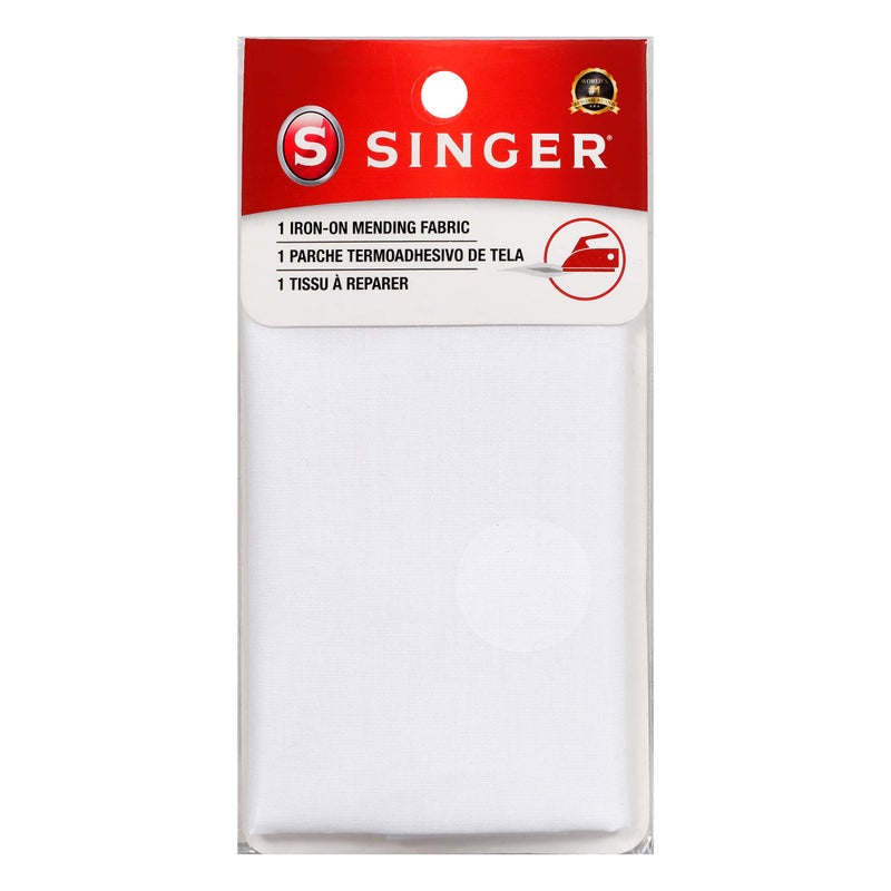 SINGER 00097 Iron-On Mending Fabric, Fabric Patch for Mending ClothesWhite, White - Image 1