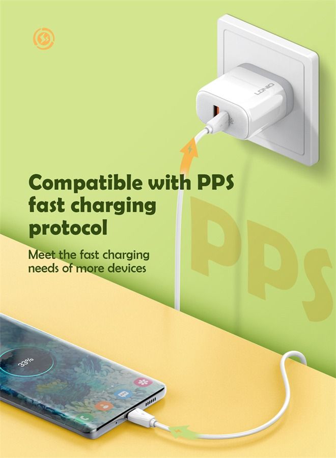 LDNIO شاحن USB C بمنفذ USB C بقدرة 45 وات مدمج للغاية ومنفذ مزدوج لأجهزة MacBook Pro/Air وiPad Pro وGalaxy S22+/S21 وDell XPS 13 وNote 20/10+ وiPhone 13/Pro وPixel والمزيد - Image 3