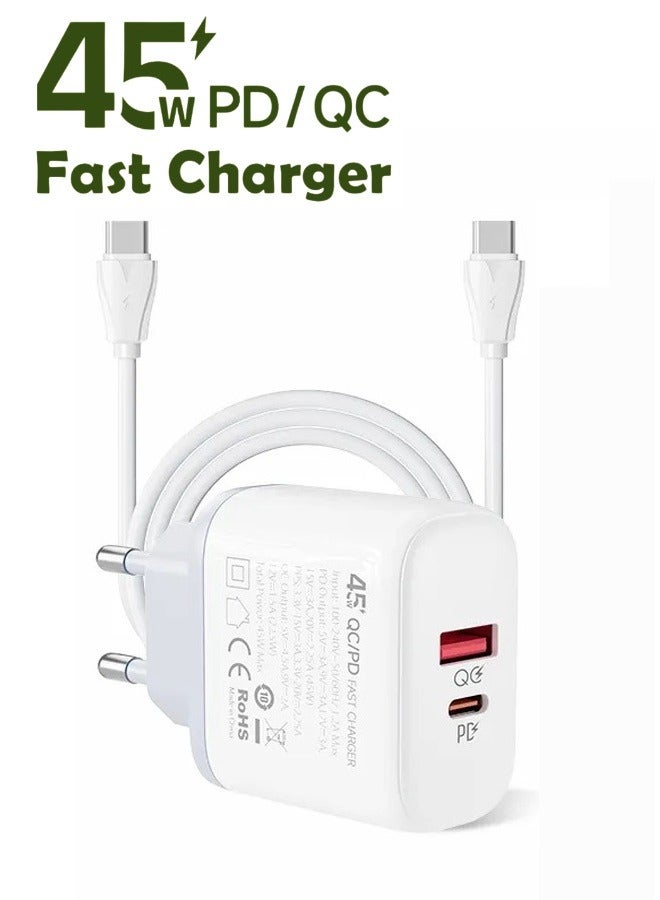 LDNIO شاحن USB C بمنفذ USB C بقدرة 45 وات مدمج للغاية ومنفذ مزدوج لأجهزة MacBook Pro/Air وiPad Pro وGalaxy S22+/S21 وDell XPS 13 وNote 20/10+ وiPhone 13/Pro وPixel والمزيد - Image 1