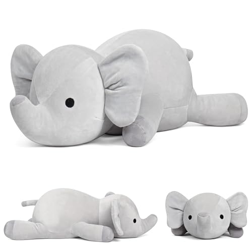 Wepop Elephant Weighted Stuffed Animals 24in 42lbs Big Weighted Stuffed Animal Elephant Plush Toys Plushies Pillows Gifts for Kids Adutls Boys and Girls - Image 1