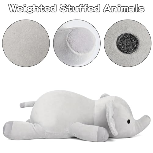 Wepop Elephant Weighted Stuffed Animals 24in 42lbs Big Weighted Stuffed Animal Elephant Plush Toys Plushies Pillows Gifts for Kids Adutls Boys and Girls - Image 5