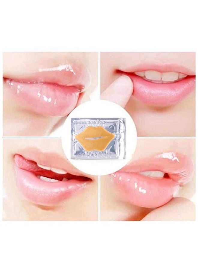 VERONNI 24K Golden Crystal Lip Masks 30 Pieces Hydrating Lip Plumper Mask Collagen Nourishing Lip Care Gel Pads Remove Dead Skin Anti Chapped & Anti-Aging Lip Patches
