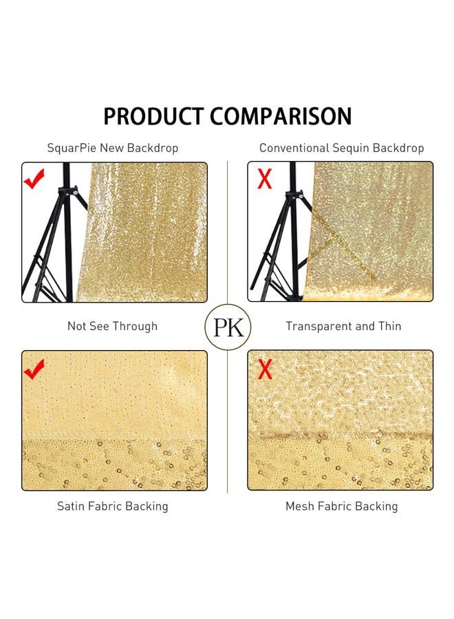SquarePie Sequin Backdrop Curtain Not See Through Background for Wedding Party 6FT x 6FT Gold - Image 3