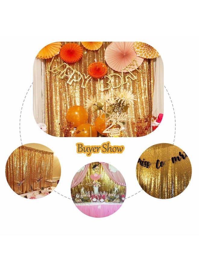 SquarePie Sequin Backdrop Curtain Not See Through Background for Wedding Party 6FT x 6FT Gold - Image 2
