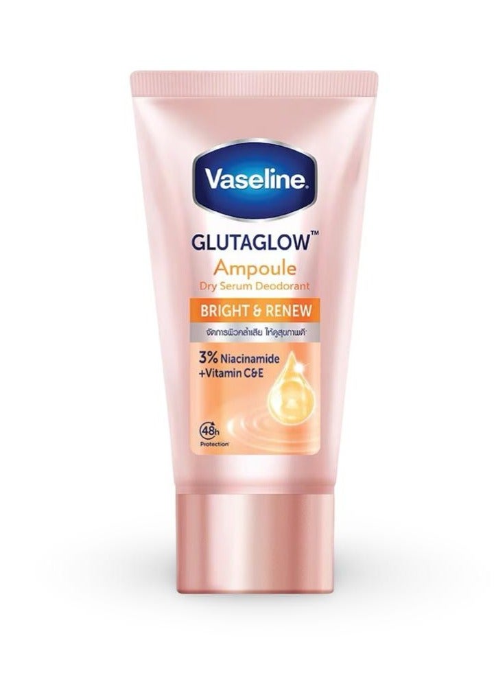 Vaseline GlutaGlow Bright & Renew Dry Serum Deodorant – 3% Niacinamide + Vitamin C & E, 48H Underarm Glow & Freshness, 45ml