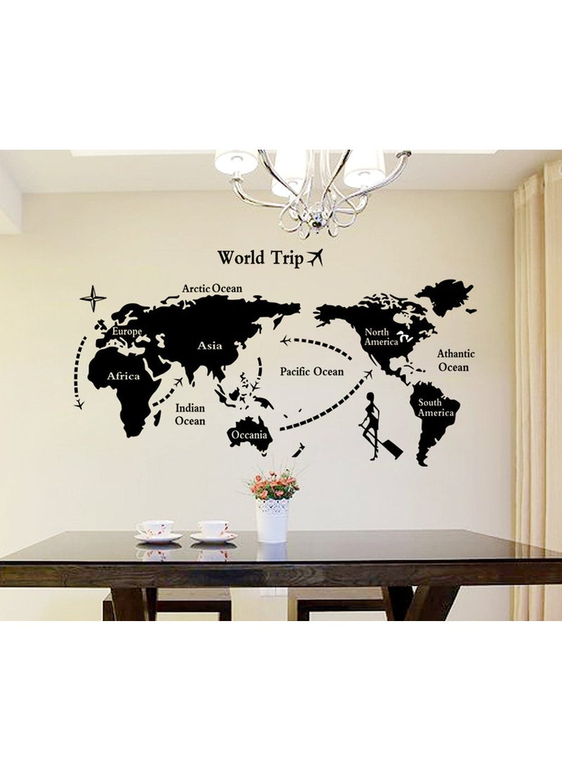 Decals Design Decals Design 'World Map' Wall Sticker (PVC Vinyl, 90 cm x 60 cm, Black)  - Image 1
