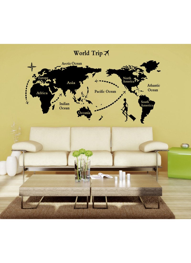 Decals Design Decals Design 'World Map' Wall Sticker (PVC Vinyl, 90 cm x 60 cm, Black)  - Image 4