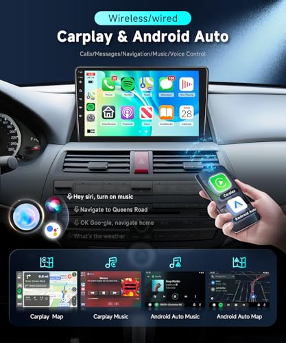 Podofo DSP 2G 64G Car Stereo Radio for Honda Accord 8th 2008-2012 with Wireless CarPlay Android Auto 10.1inch IPS Touch Screen EQ GPS WiFi Bluetooth Radio 26UIs Head Unit with AHD Backup Camera - Image 3