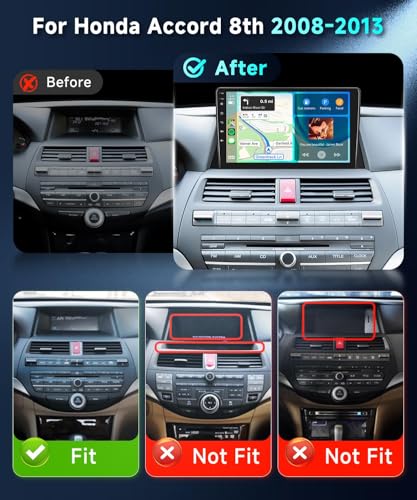 Podofo DSP 2G 64G Car Stereo Radio for Honda Accord 8th 2008-2012 with Wireless CarPlay Android Auto 10.1inch IPS Touch Screen EQ GPS WiFi Bluetooth Radio 26UIs Head Unit with AHD Backup Camera - Image 2
