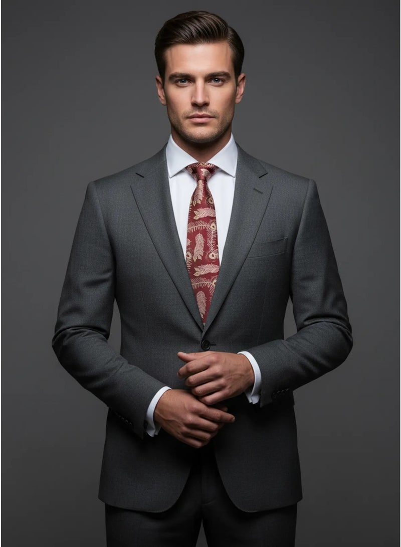 The Delhi Loom Store Men's Premium Maroon & Gold Paisley Tie Set with Wooden Box - Image 4