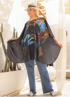 Zmurud Autumn poncho - printed  - Image 3