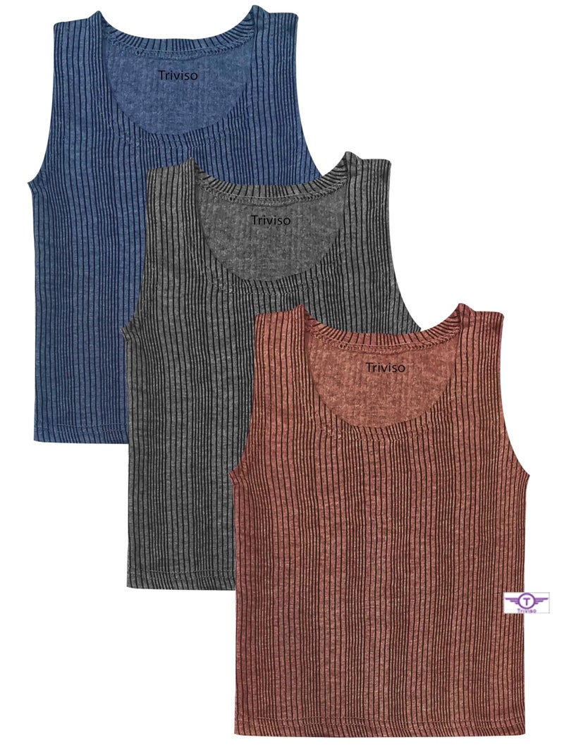 Triviso Kid Boys Kid Girls Unisex Winter wear Thermal Vest Thermal Shirts/Top Thermal Sleeveless Baniyan for Kids 2-13 Years Pack of 3 Multicolour - Image 1