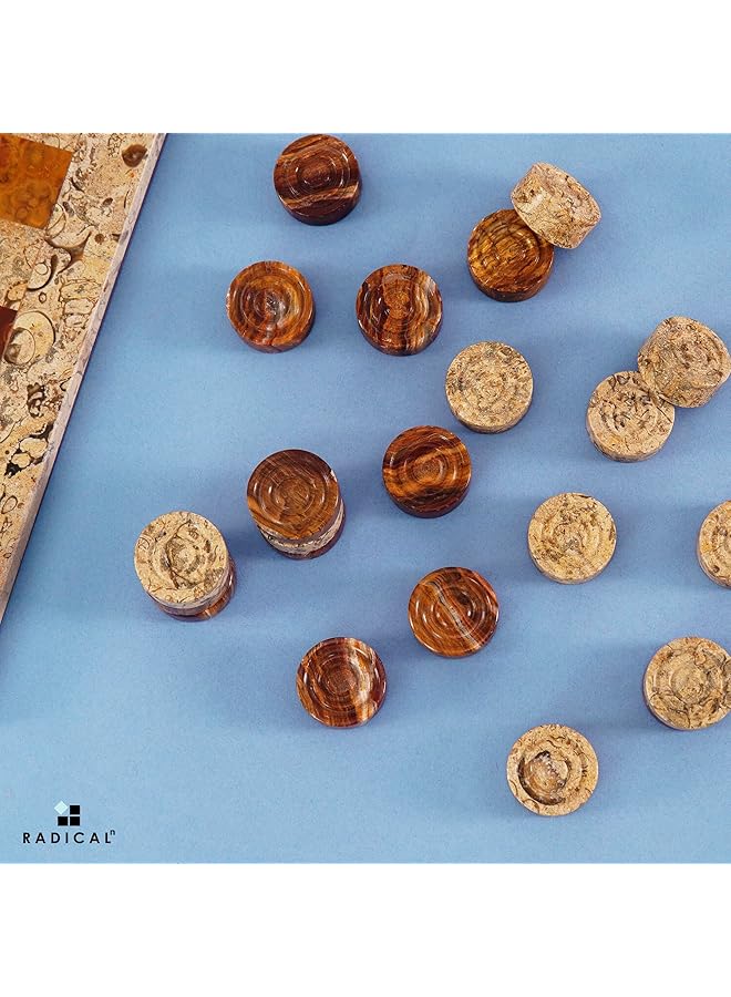 RADICALn Marble Checker Figures 1.25'' Inches Red And Coral Handmade Checkers Board Game In Sports & Outdoors Draughts Checkers Pieces For Outdoor Games - Image 2