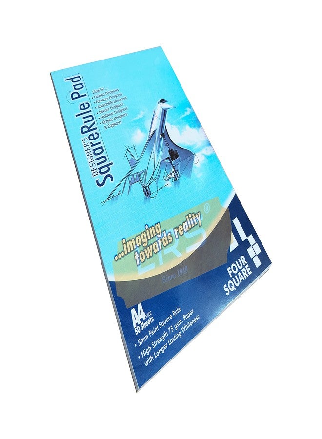 LRS Square Grid Ruled Pad - A4 Size - 50 Sheets(100 Pages Front/Back) - 75 GSM Thick Paper - Top Glued - Image 1
