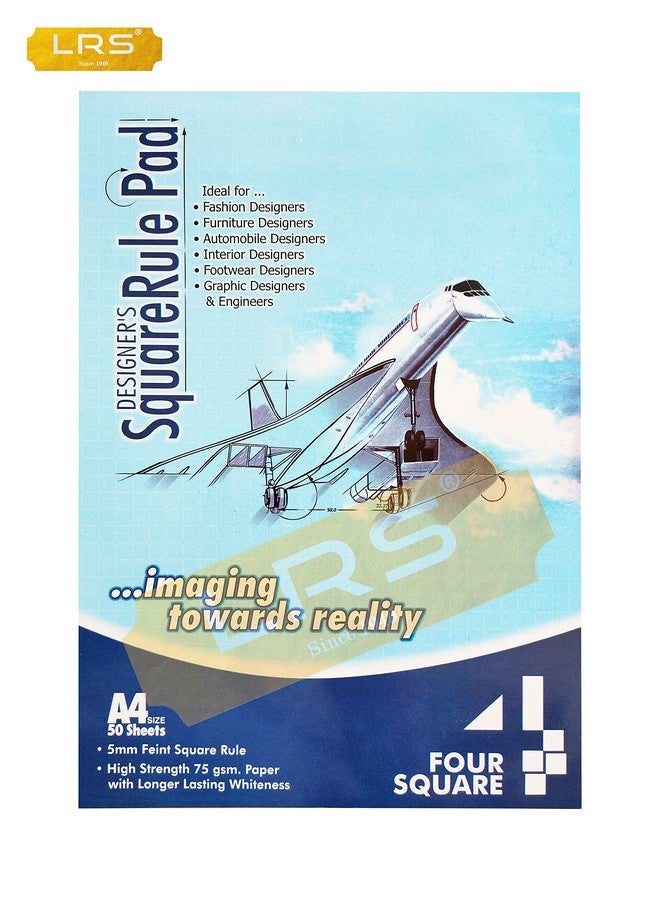 LRS Square Grid Ruled Pad - A4 Size - 50 Sheets(100 Pages Front/Back) - 75 GSM Thick Paper - Top Glued - Image 3