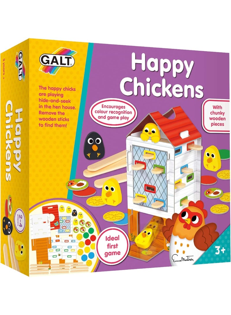 Galt Toys Happy Chickens Colour Matching Game | 2-4 Players | Learn Colours & Coordination | 12 Wooden Sticks | 16 Counters | Educational Fun for Toddlers | 3+ Years