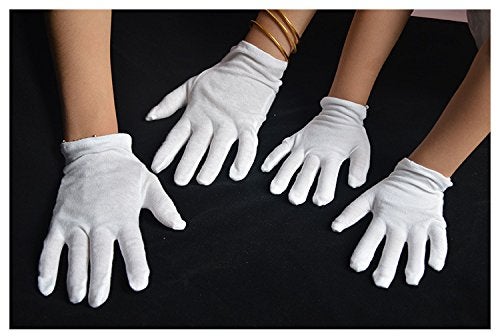 DreamHigh DH 12 Pairs White Cotton Gloves Soft mittens, Jewelry Inspection Stretchy Work Gloves-Large - Image 3