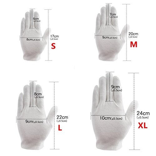 DreamHigh DH 12 Pairs White Cotton Gloves Soft mittens, Jewelry Inspection Stretchy Work Gloves-Large - Image 2