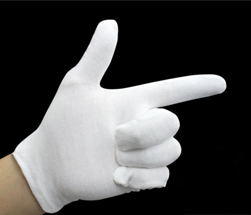 DreamHigh DH 12 Pairs White Cotton Gloves Soft mittens, Jewelry Inspection Stretchy Work Gloves-Large - Image 4